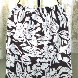 WHITE FLORAL on BROWN Polyester Lined SKIRT Size 12 JBS Ltd